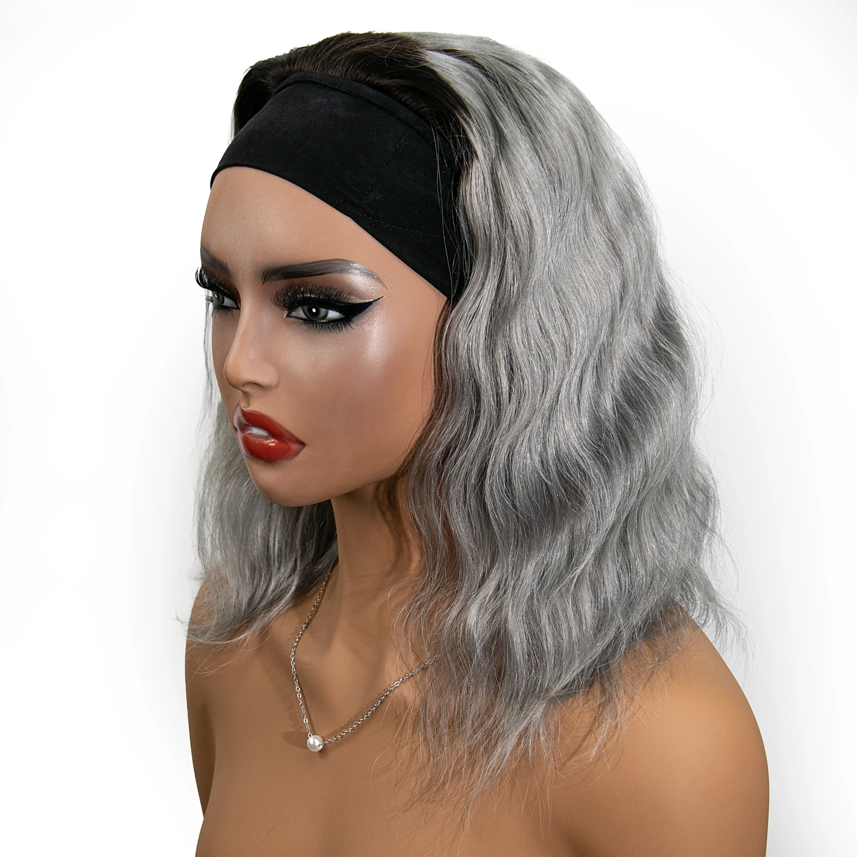 12 Inch 150% Density T1B/Gray Body Wave Human Hair Headband Wig for Sale EAWO - Image 3