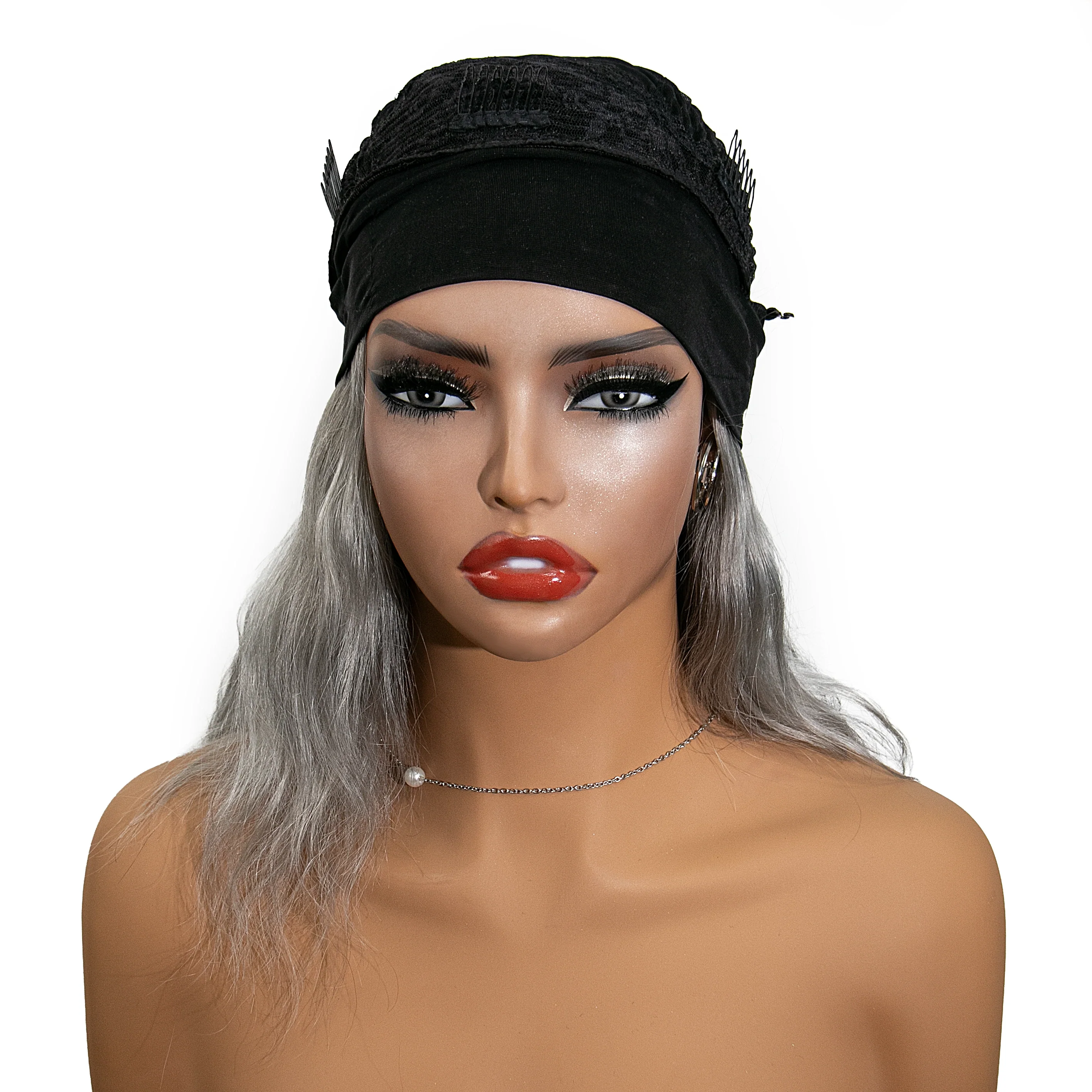12 Inch 150% Density T1B/Gray Body Wave Human Hair Headband Wig for Sale EAWO - Image 5