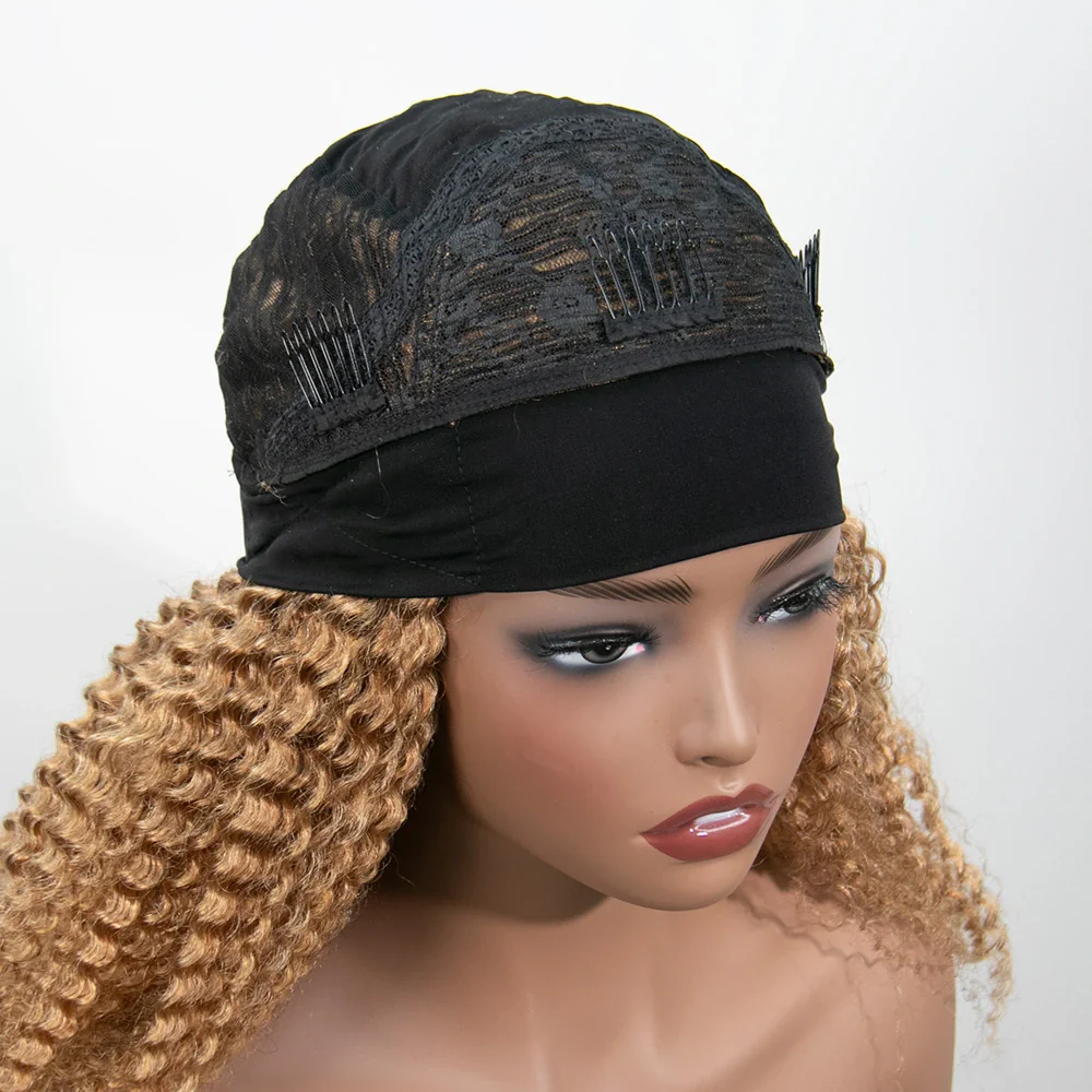 16 Inch 150% Density Color #27 Kinky Curly 13x4 Free Part Headbang Wig for Sale EAWO - Image 7