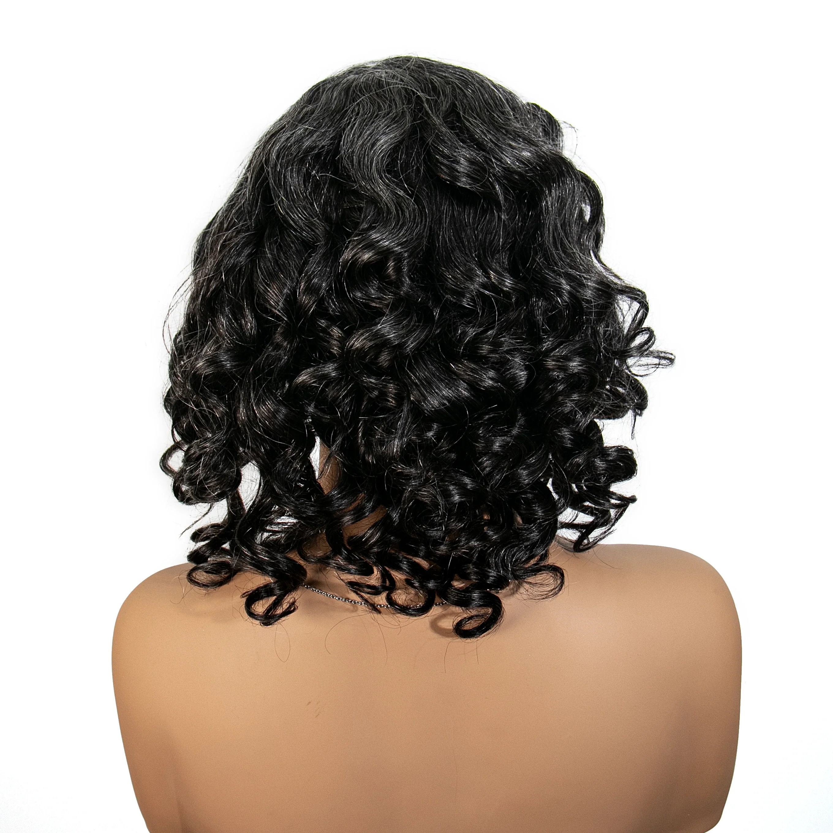 12 inches Salt Pepper Loose Deep Wave Human Hair 13x6 Left Part Lace Front Bob Wig for Sale SOAL - Image 4