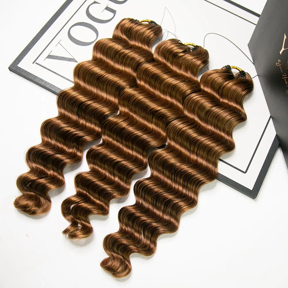 #30 Light Brown Loose Deep Wave Human Crochet Hair For Miracle Knot Braids
