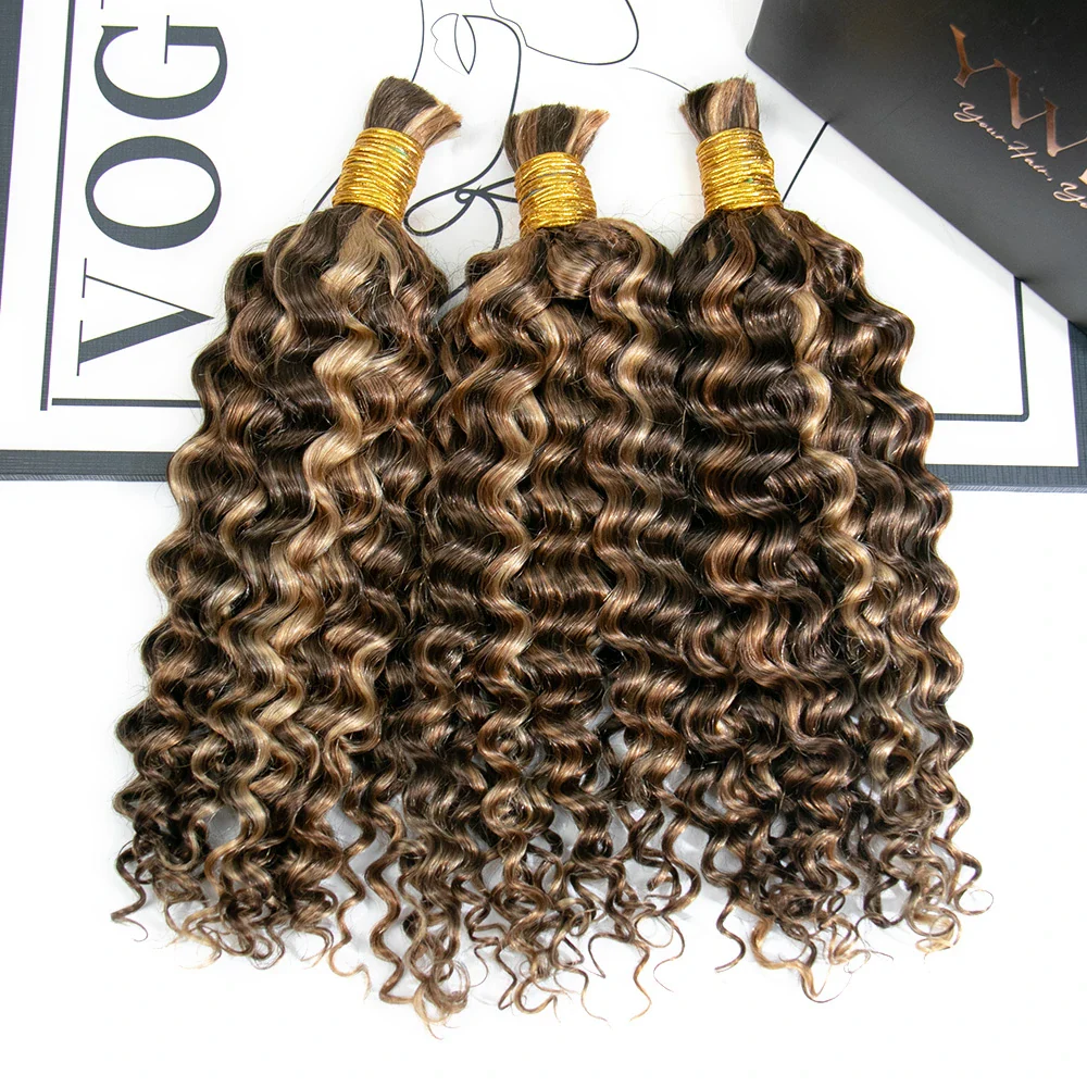 #4/#27/#30 Mix Color Blend Water Wave Bulk Human Braiding Hair