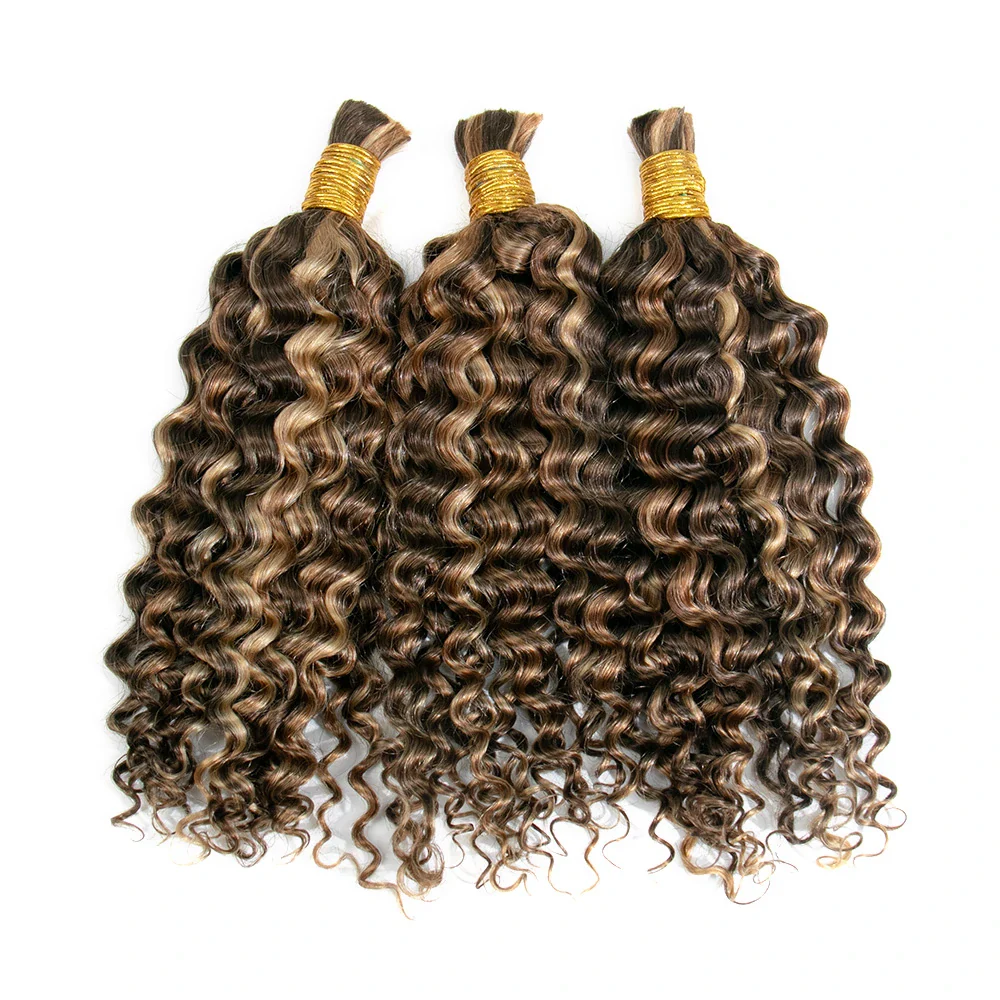 #4/#27/#30 Mix Color Blend Water Wave Bulk Human Braiding Hair - Image 5