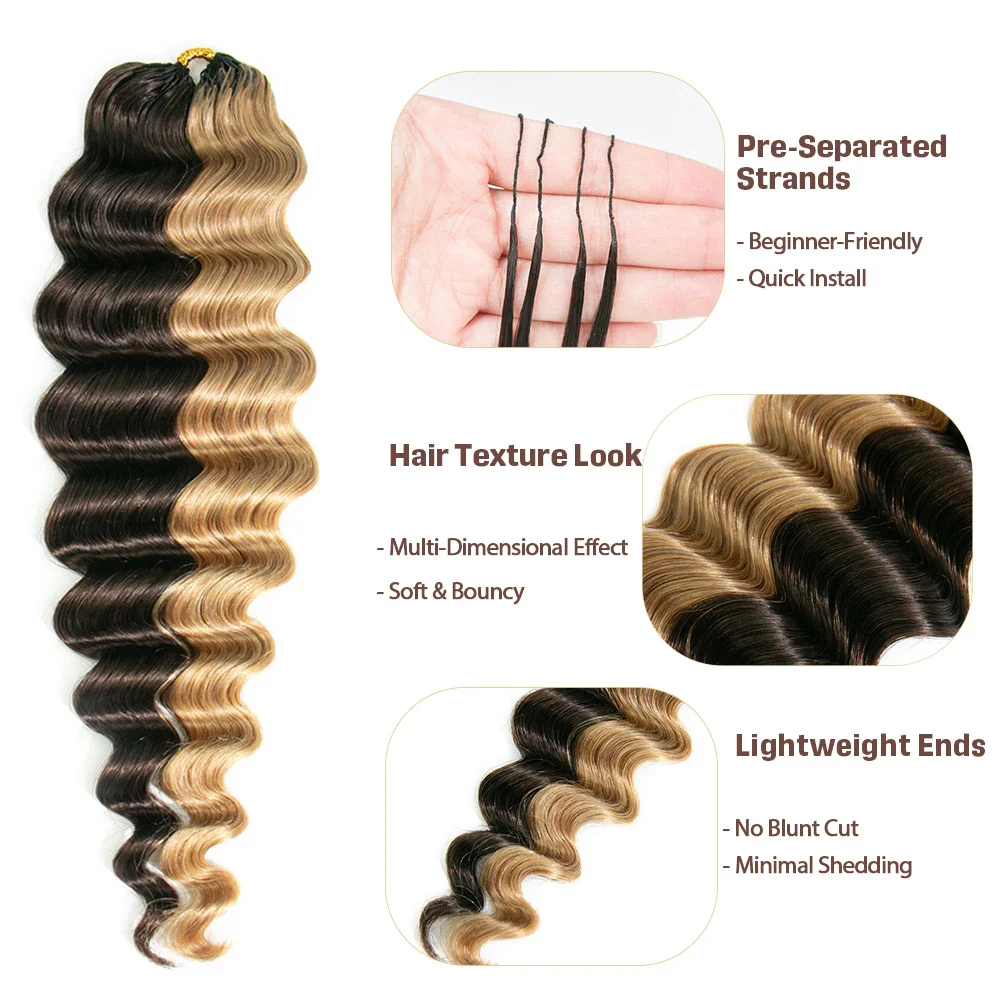 #4/#27 Mix Color Blend Loose Deep Wave Feather Crochet Human Hair - Image 2