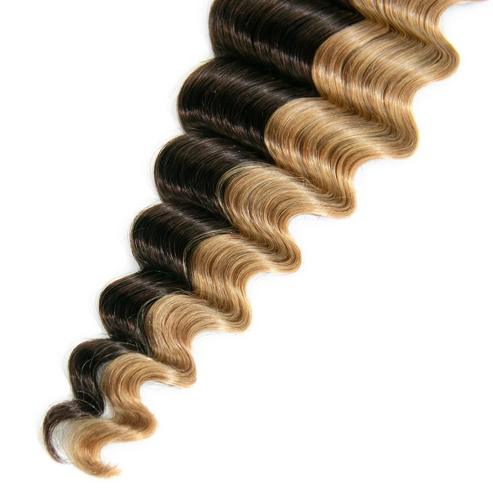 #4/#27 Mix Color Blend Loose Deep Wave Feather Crochet Human Hair - Image 6