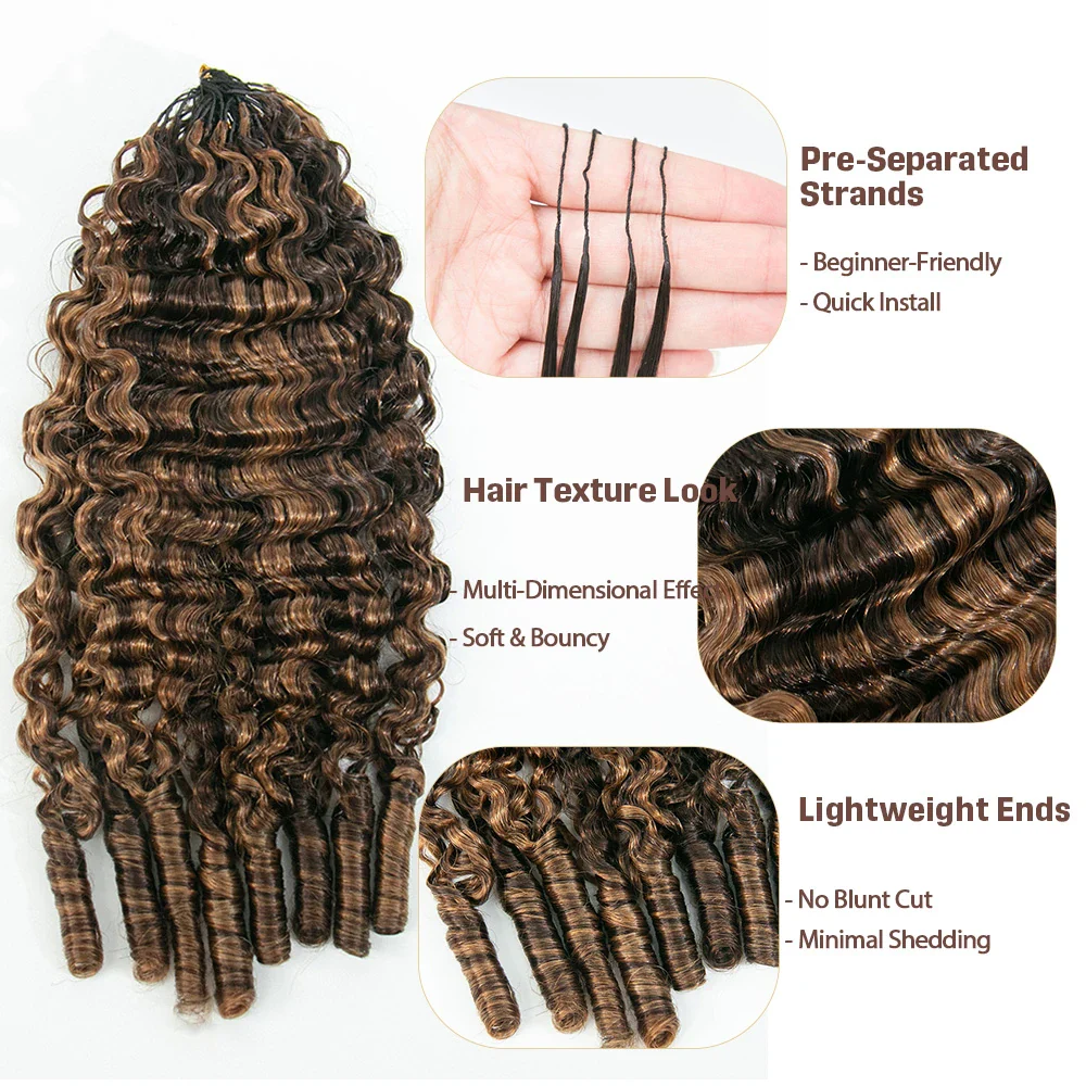 #4/#30 Mix Color Blend Water Curly Crochet Human Hair - Image 3