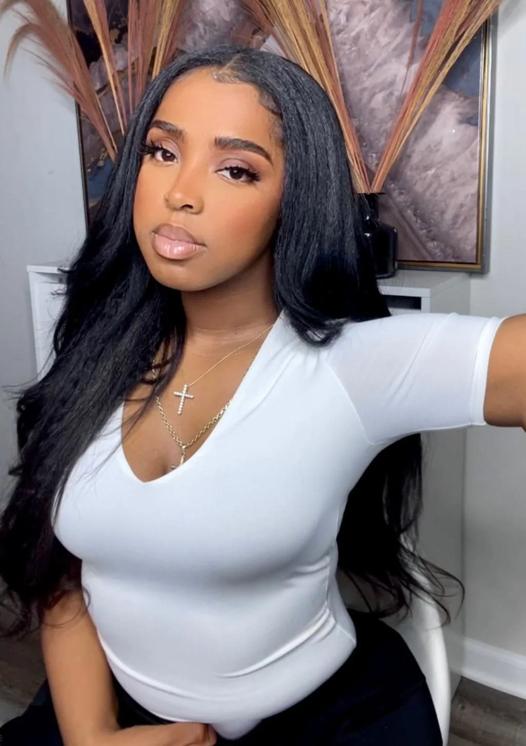 Classic Lace Weft Clip In Kinky Straight Human Hair Extensions EYA1 - Image 2