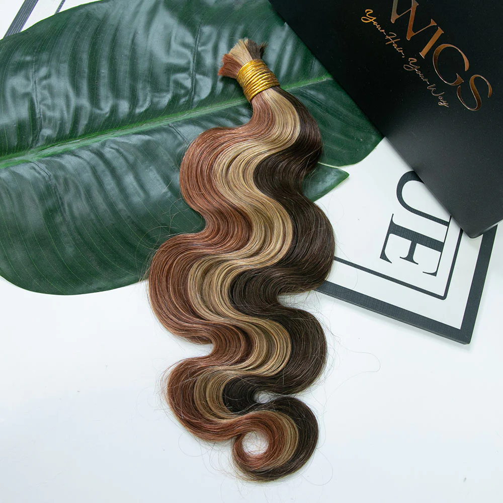 Double Drawn Burmese #4/#27/#30 Mix Color Blend Body Wave Bulk Human Braiding Hair - Image 2