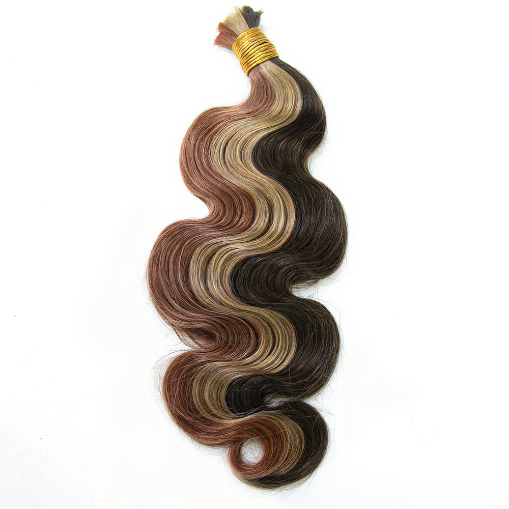 Double Drawn Burmese #4/#27/#30 Mix Color Blend Body Wave Bulk Human Braiding Hair - Image 4