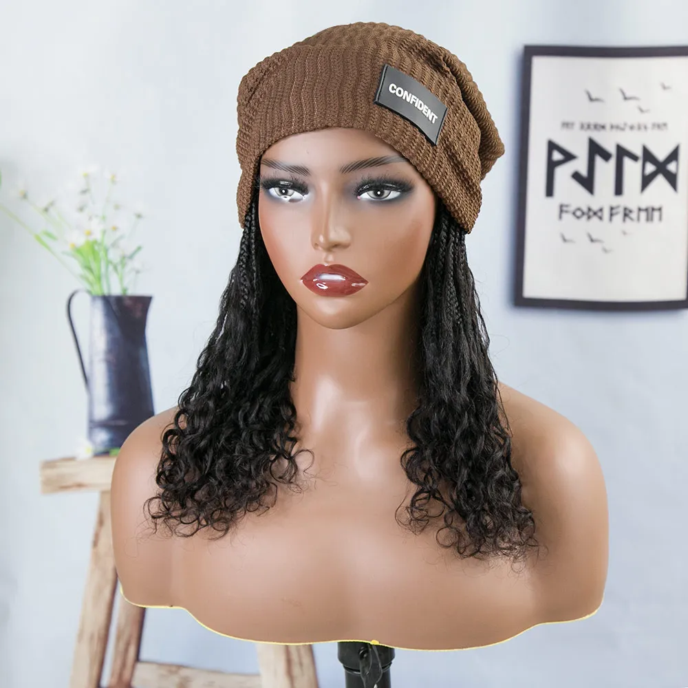 Grab & Go Braids Band Bob Wig Boho Style with Human Hair Curls - Image 2
