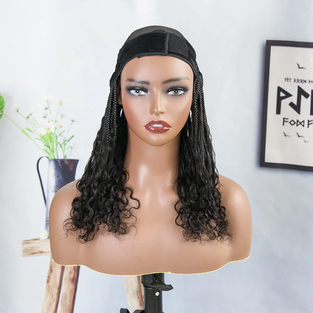 Grab & Go Braids Band Bob Wig Boho Style with Human Hair Curls - Image 3
