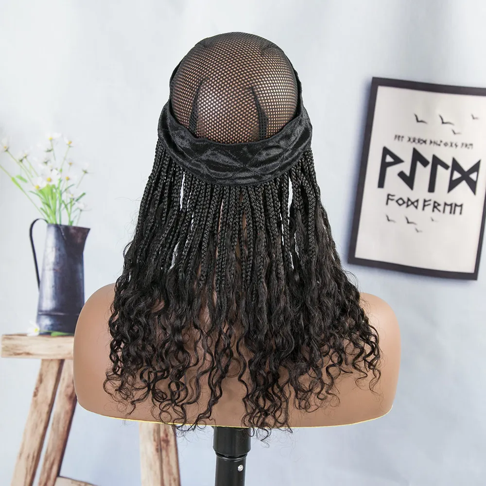 Grab & Go Braids Band Bob Wig Boho Style with Human Hair Curls - Image 4