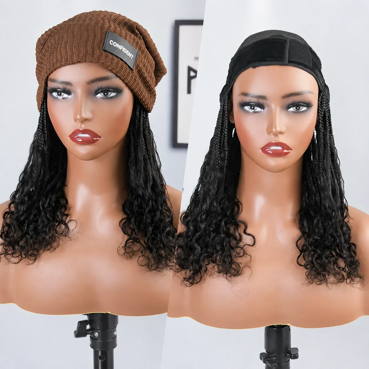 Grab & Go Braids Band Bob Wig Boho Style with Human Hair Curls - Image 8