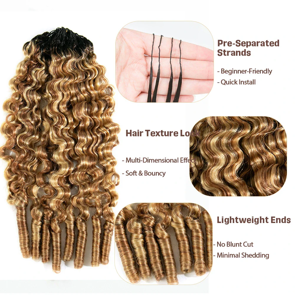 #T1B/27/30/613 Ombre Blonde Water Curly Feather Crochet - Image 2