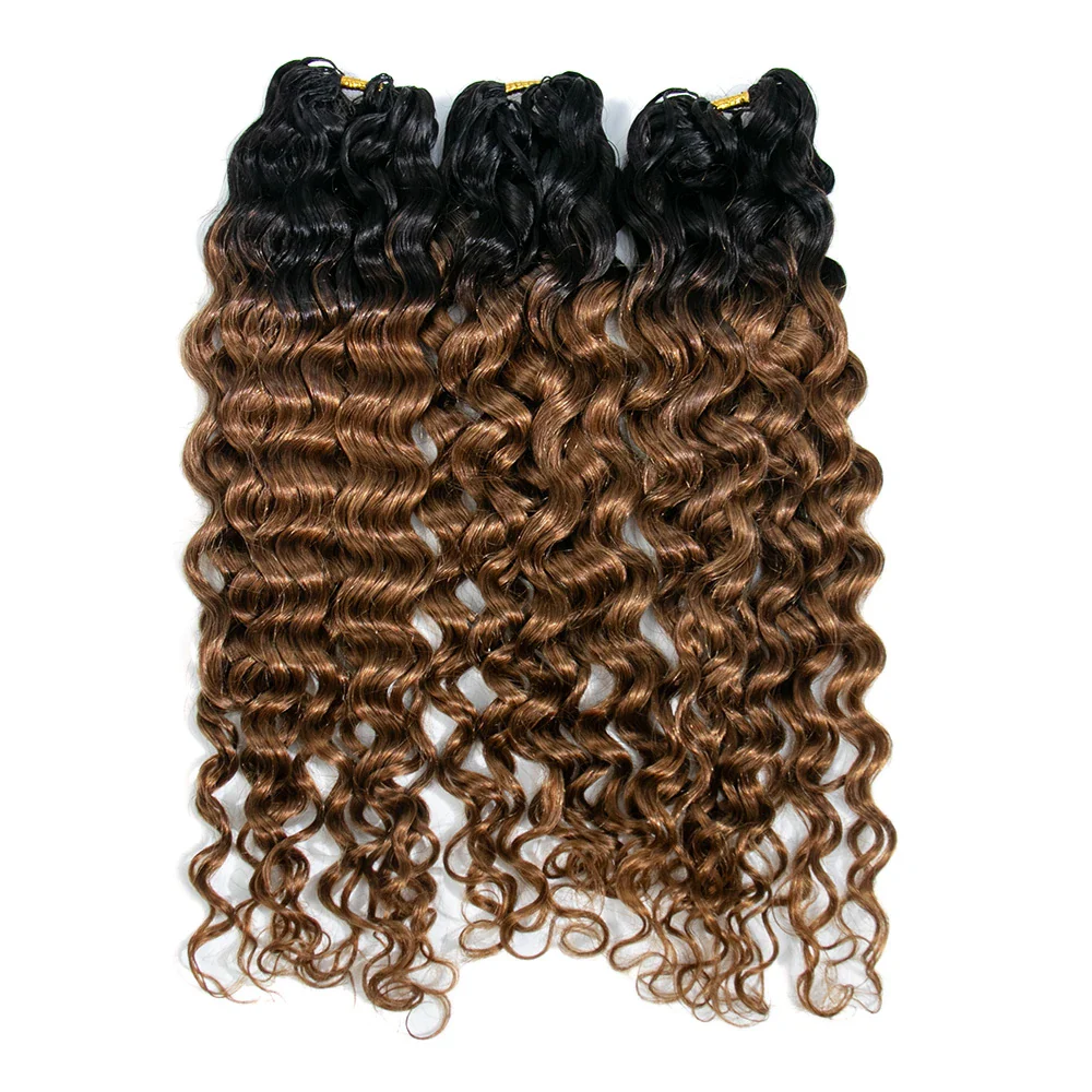 #T1B/30 Light Brown Water Wave Human Crochet Hair - Image 2