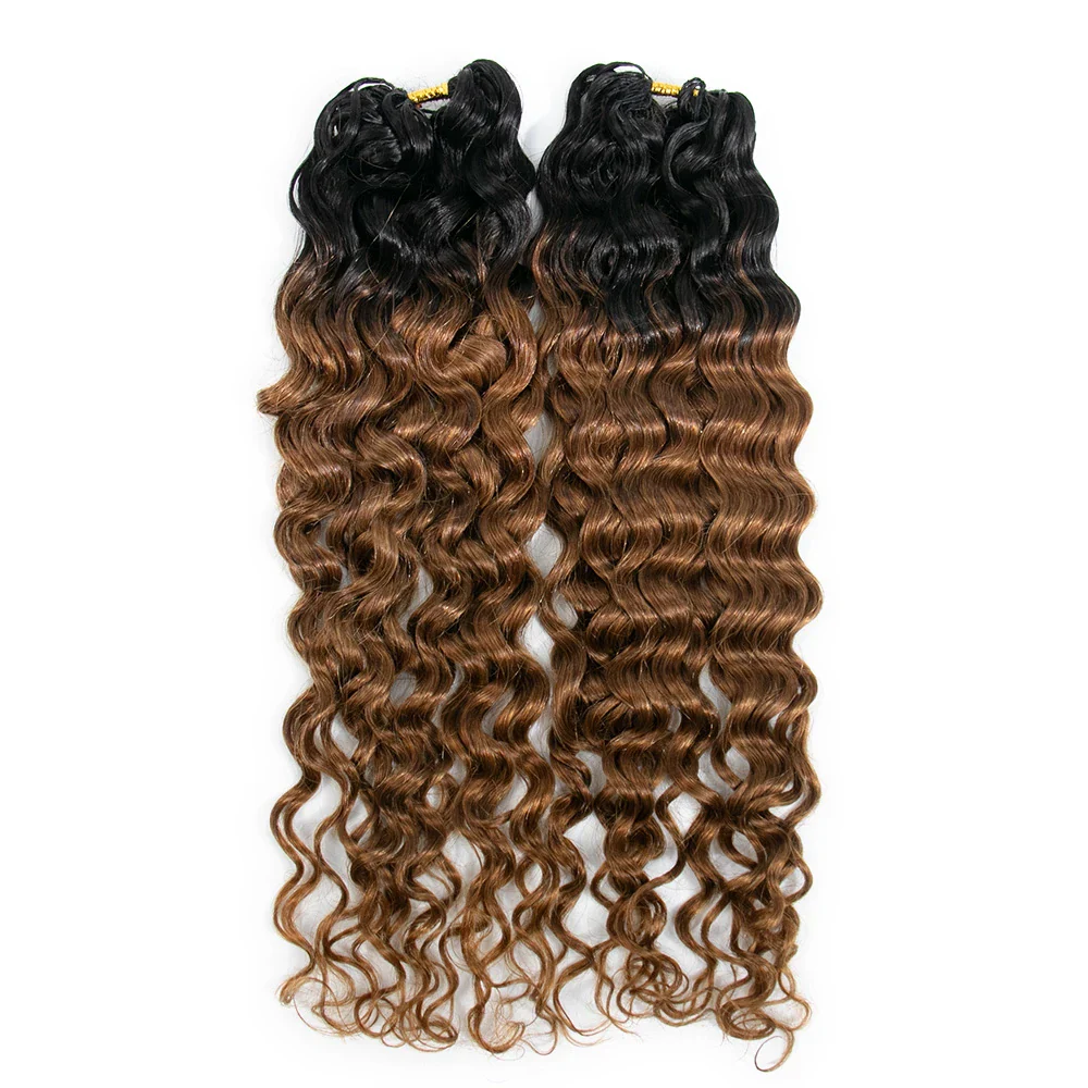 #T1B/30 Light Brown Water Wave Human Crochet Hair - Image 4