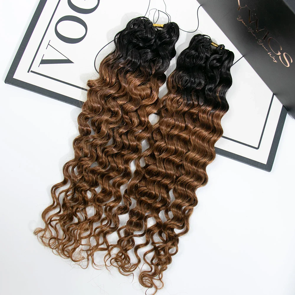 #T1B/30 Light Brown Water Wave Human Crochet Hair - Image 5