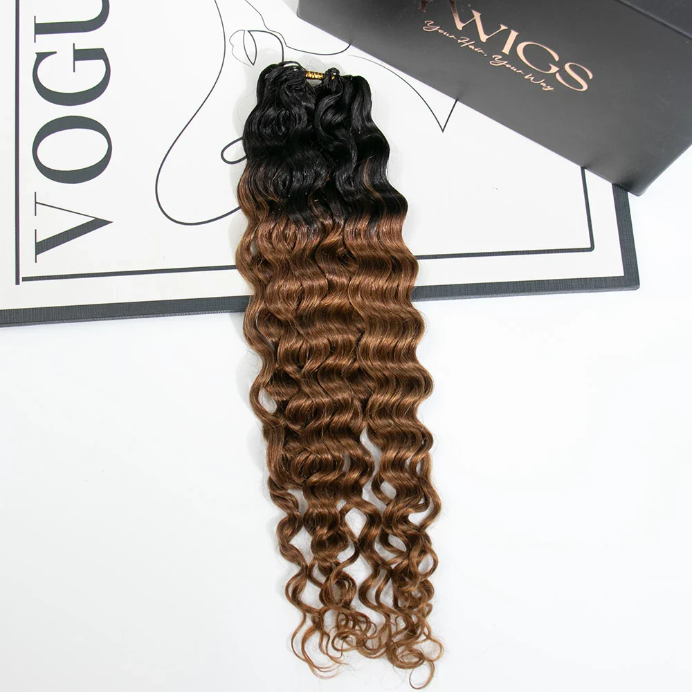 #T1B/30 Light Brown Water Wave Human Crochet Hair - Image 6