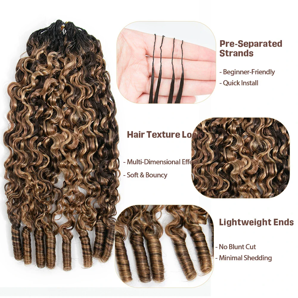 #T1B/4/27/30 Mix Blend Water Curly Crochet Human Hair - Image 3