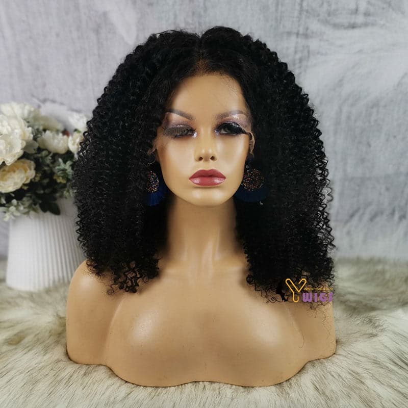 Undetectable Skin Melt Clear Lace Jerry Curly Brazilian 13 x 6 Lace Front Wig LFC06