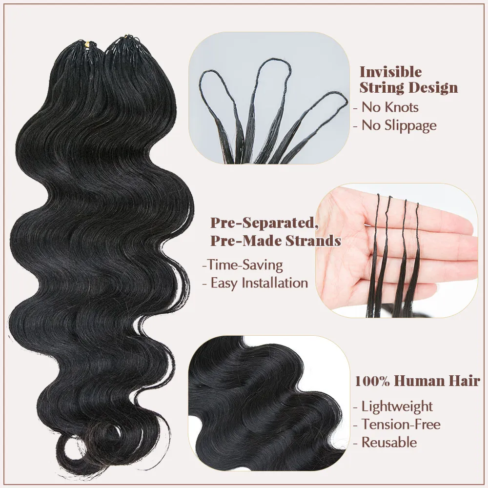 Wholesale - Natural Black Crochet Hair Extensions Human Hair (50 Strands Per Bundle)