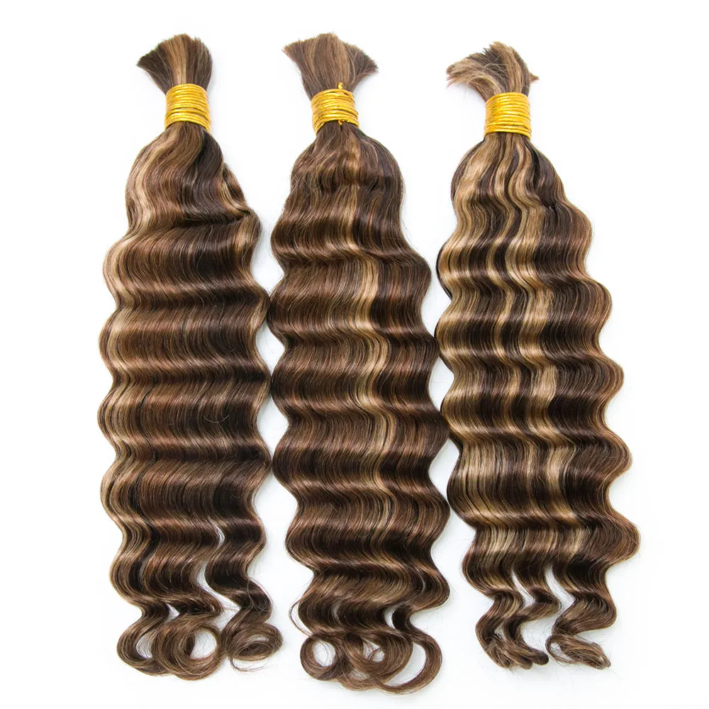 #4/#27/#30 Mix Color Blend Loose Deep Wave Bulk Human Braiding Hair - Image 5